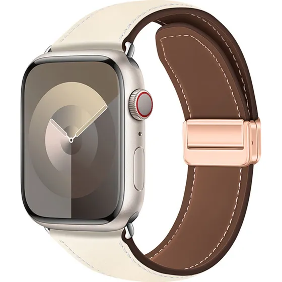 Lippa Læderrem med Magnetlås til Apple Watch, Beige, 42-49mm