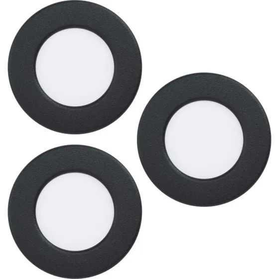 EGLO FUEVA 5 indbygningsspot Ø86 mm 3-pak, sort