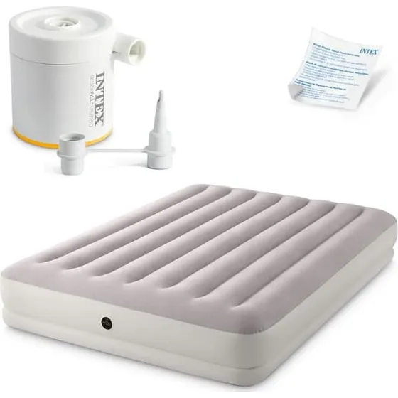 INTEX 64179 Oppustelig dobbeltmadras med elektrisk pumpe (203x152x30 cm)