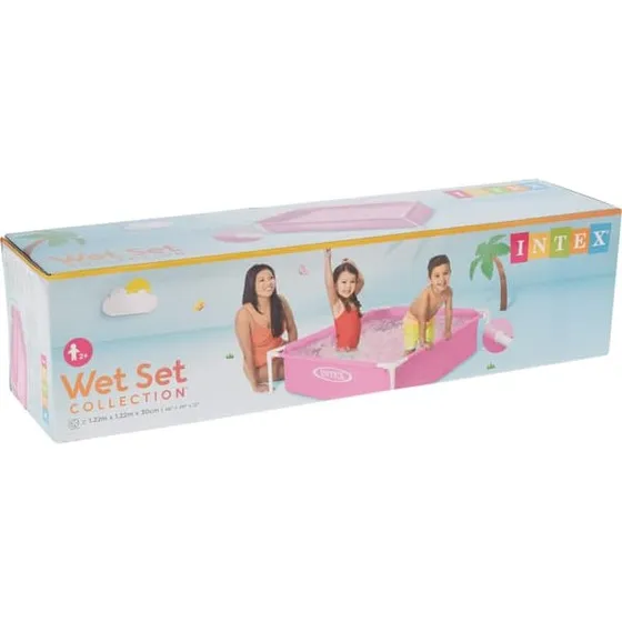 INTEX Rammepool med metalramme, Pink, 122 x 122 x 30 cm