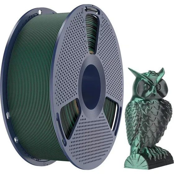 Sunlu PLA+ Silk Dual Color Filament - Sort og Grøn, 1.75mm, 1kg