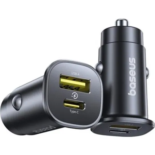 Baseus GoTrip 30W Biloplader - USB-C & USB-A - Sort
