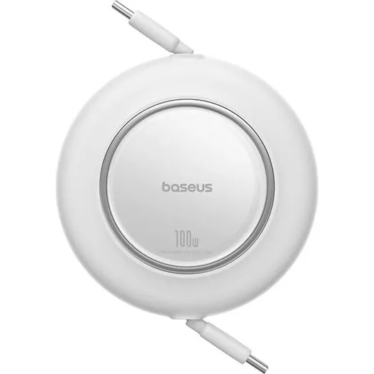 Baseus Free2Pull Mini 100W Retractable USB-C til USB-C Kabel - 2m - Hvid