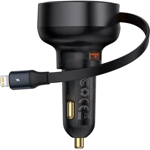 Baseus Enjoyment Pro 55W Biloplader med Lightning-kabel, Sort