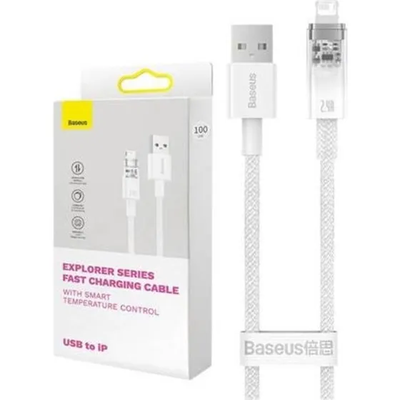 Baseus Explorer Series USB-A til Lightning kabel, 2m, 2.4A, hvid