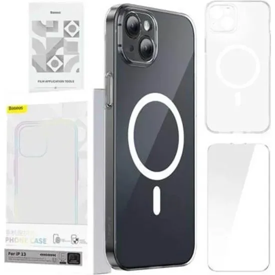 Baseus Magnetic Crystal Clear Etui til iPhone 13 + Skærmbeskytter