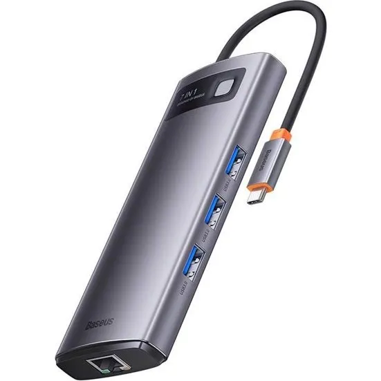 Baseus Metal Gleam Series 7-in-1 USB-C Hub - Grå
