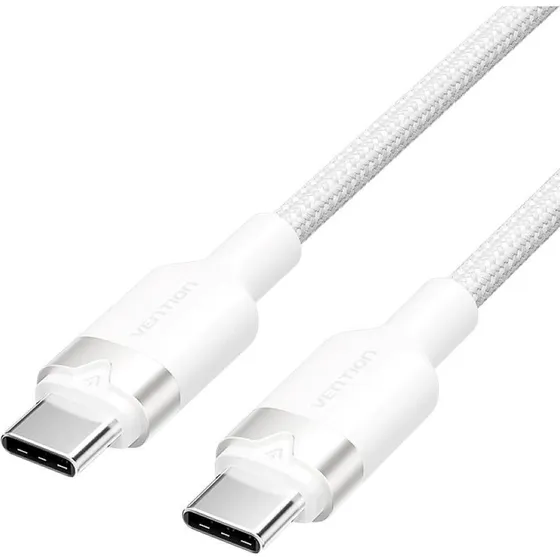Vention USB-C til USB-C kabel, flettet, 60W, 2m - Hvid