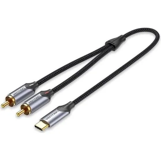 Vention USB-C til 2 x RCA Lydkabel - 2 m, Sort