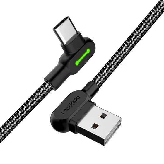 Mcdodo CA 5281 Vinklet USB-C til USB-A kabel, 1,2m, Sort