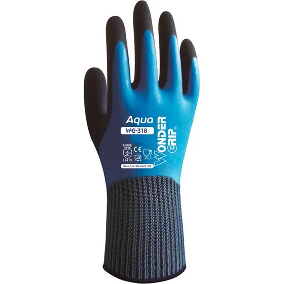 Wonder Grip WG-318 Aqua Arbejdshandsker, Str. M/8