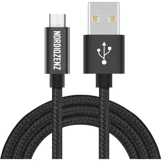 NORDIQZENZ Micro-USB Tekstilkabel, 1m, Sort