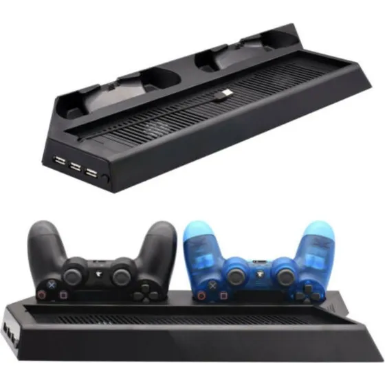 KJH 4-i-1 Opladningsstand og køler til PS4 Pro