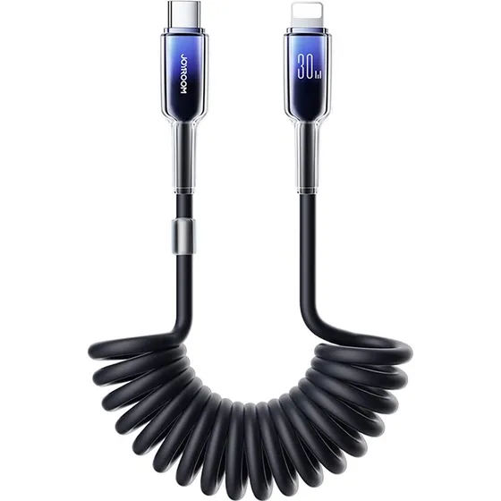 Joyroom S-A43 USB-C til Lightning 30W Spiralkabel, 1.5m, Sort