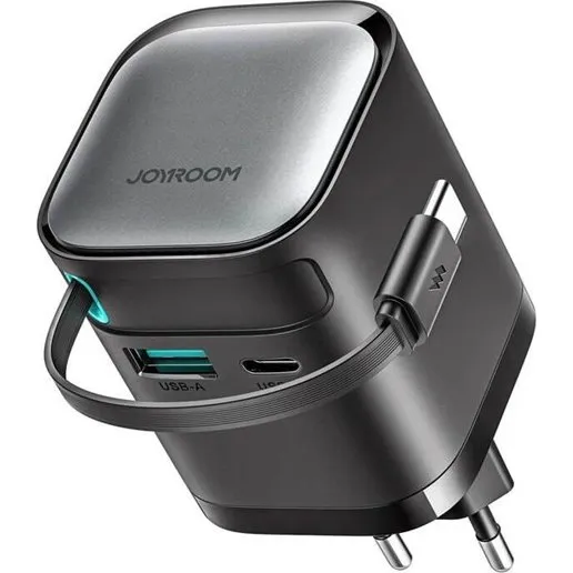 Joyroom TCL02 65W GaN oplader med indbygget kabel - Sort