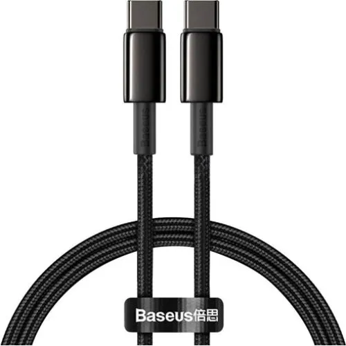 Baseus Tungsten Gold Type-C til Type-C Kabel 100W - 2m, Sort
