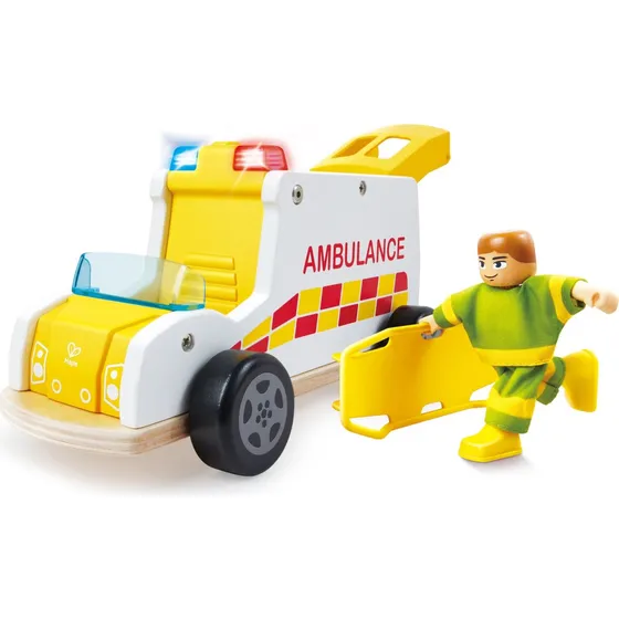 Hape Rapid Response Ambulance - Trælegetøj med lys og lyd