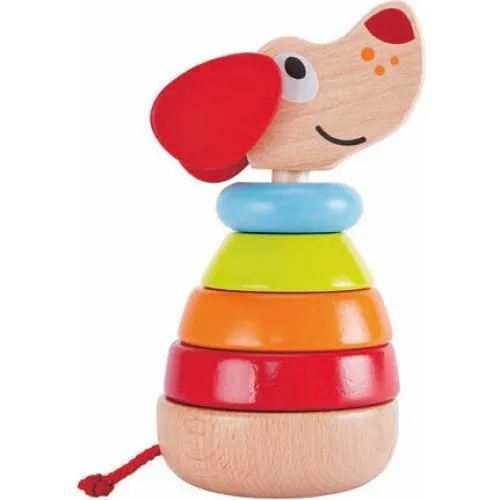 Hape Pepe Sound Stacker - Farverig stabelhund i træ