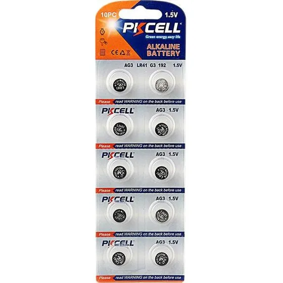 PKcell LR41 / AG3 / 392 / 384 Knapcellebatterier - 10-pak