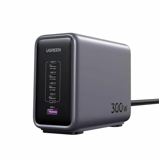 UGREEN 90903B Nexode USB-oplader 300W - Sort/Grå