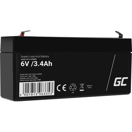 Green Cell Blysyre Batteri 6V 3,4Ah AGM38