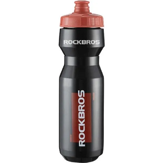 Rockbros Cykelflaske 750 ml - Transparent Sort med Rødt Mundstykke