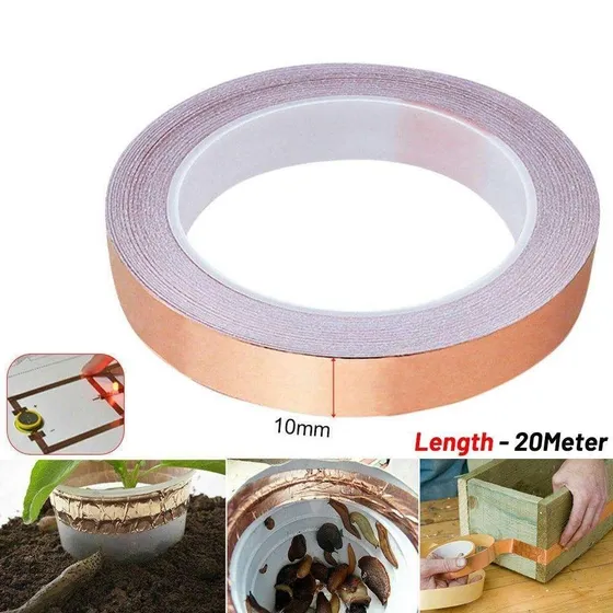Kobbertape mod snegle - 10 mm - 20 m rulle
