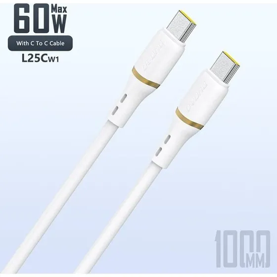 Dudao L25C USB-C til USB-C Silikonekabel 60W - 1m - Hvid