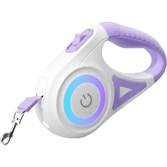 Rojeco Automatisk Hundesnor med LED 5 m - Lilla