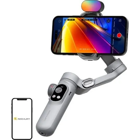 AOCHUAN X Pro Gimbal med RGB-belysning, Grå