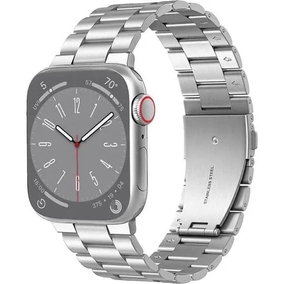 Urrem i rustfrit stål til Apple Watch 9 (45mm) - Sølv