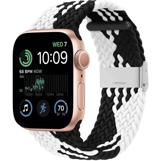 Flettet Urrem til Apple Watch SE 44mm - Blackwhite