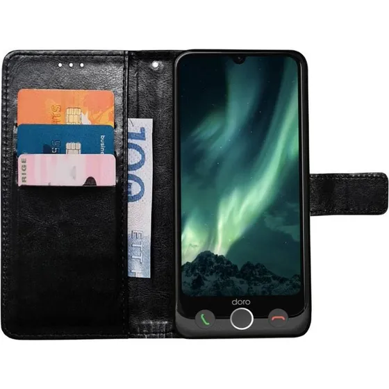 Doro Aurora A30 Wallet Cover - Sort med 3 kortlommer