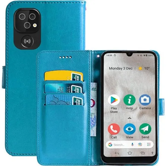 Doro 8100 Wallet Cover - Lyseblå med 3 kortlommer