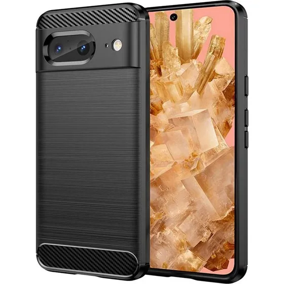 Børstet silikonecover til Google Pixel 8 - Sort