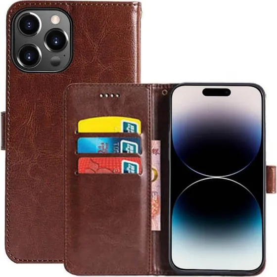 Wallet cover 3-kort til Apple iPhone 14 Pro - Brun