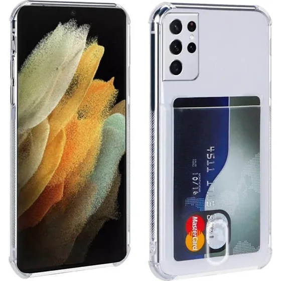 Silikonecover med kortlomme til Samsung Galaxy S21 Ultra