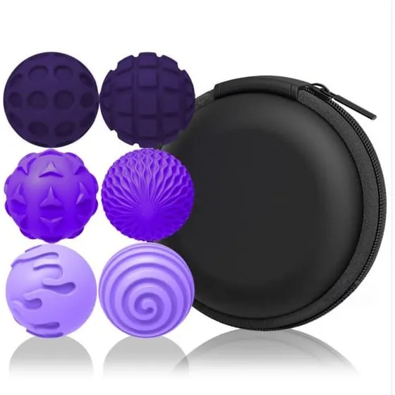 Magnetiske Silikone Fidget-kugler 6-pak, Lilla, 2.5cm