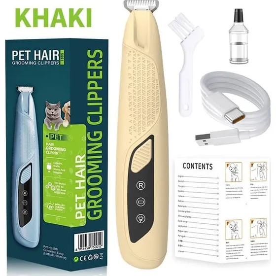 Professionel Pote Hårtrimmer med LED-lys - Khaki