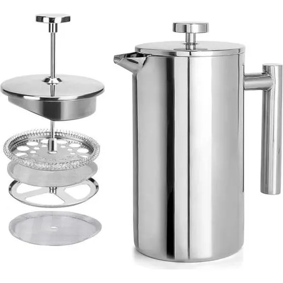 Rustfri stål stempelkande kaffemaskine 600ml med filter