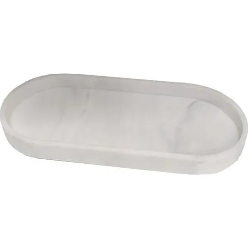 Oval Marmor Aroma Opbevaringsbakke i Silikone, 2-pak, White, 25x11x2cm