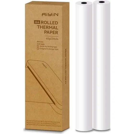 A4 Termisk Papir 2 Ruller (6,4m) - Omvendt Viklet