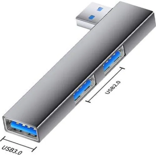 USB-C Multiport Adapter: 2x USB 2.0 + 1x USB 3.0 i Aluminium, Grey