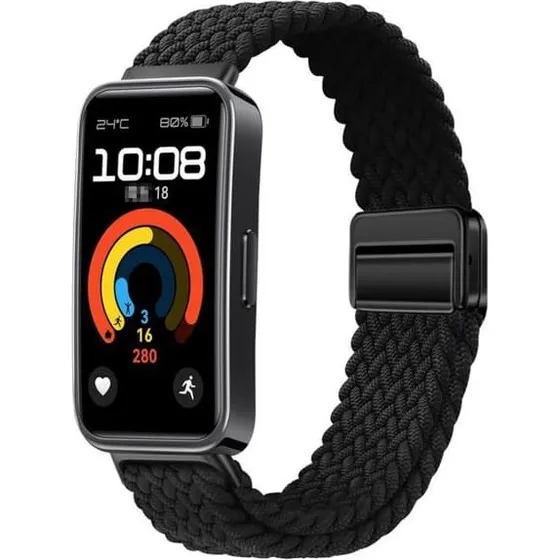 Huawei Band 8/9/10 Nylon Vævet Magnetisk Rem - Black