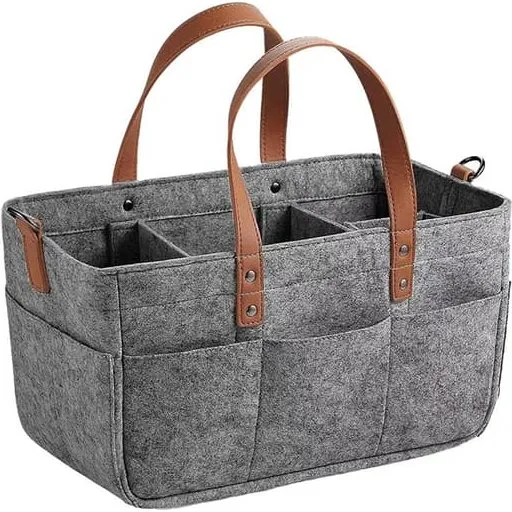 Filt Blespande Organizer - Bærbar Pusletaske, Dark Grey, L