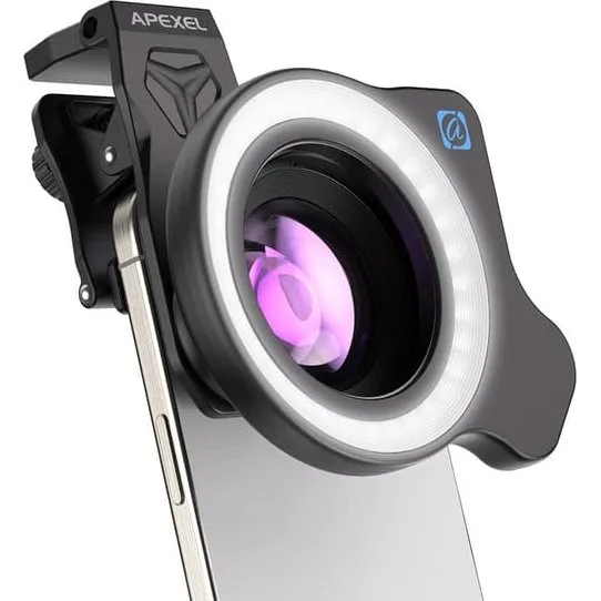 APEXEL APL-ZM100FL26 Telefonlinse Sæt - Makro, Zoom & Lommelygte