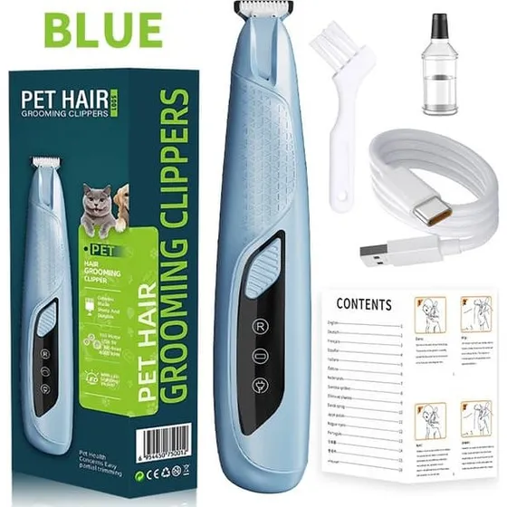 Professionel Pote Hårtrimmer med LED-lys til hunde og katte - Blue