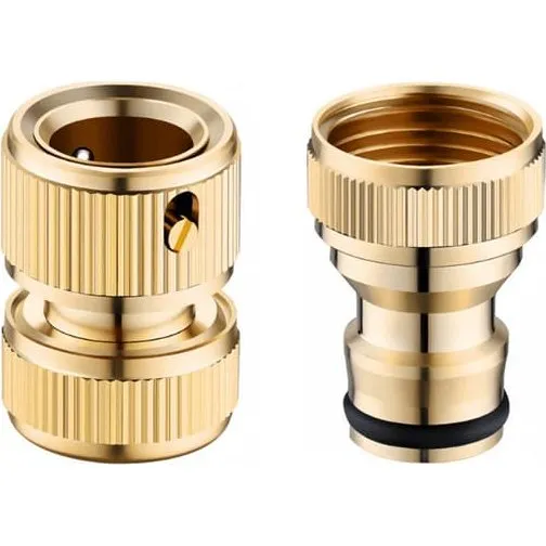 Messing vandhanekobling sæt - 1/2" vandgennemgang & gevindnippel