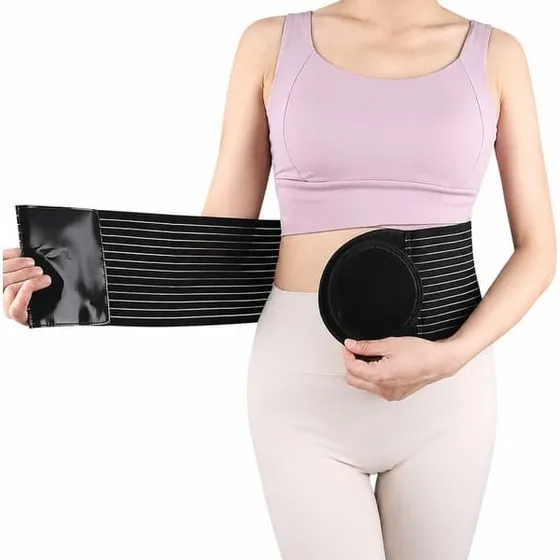 Justerbart brokbind med trykplade, Sort, L (70-105 cm)