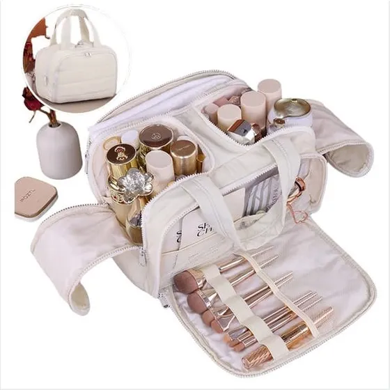 Multi-funktionel Makeup Taske & Rejse Organizer - Beige